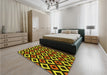 Patterned Yellow Rug in a Bedroom, pat2428yw
