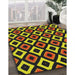 Patterned Black Brown Novelty Rug in Family Room, pat2428