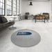 Round Machine Washable Transitional Grey Gray Rug in a Office, wshpat242