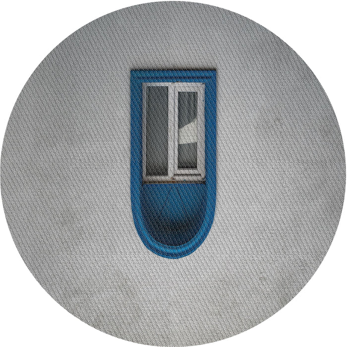 Sideview of Patterned Gray Novelty Rug, pat242