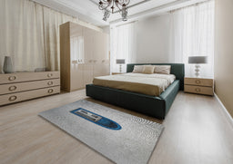 Patterned Gray Novelty Rug in a Bedroom, pat242