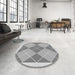 Round Patterned Gray Rug in a Office, pat243gry