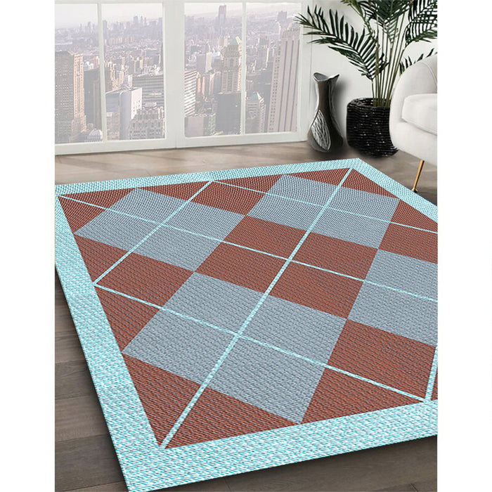 Machine Washable Transitional Rust Pink Rug in a Family Room, wshpat243lblu