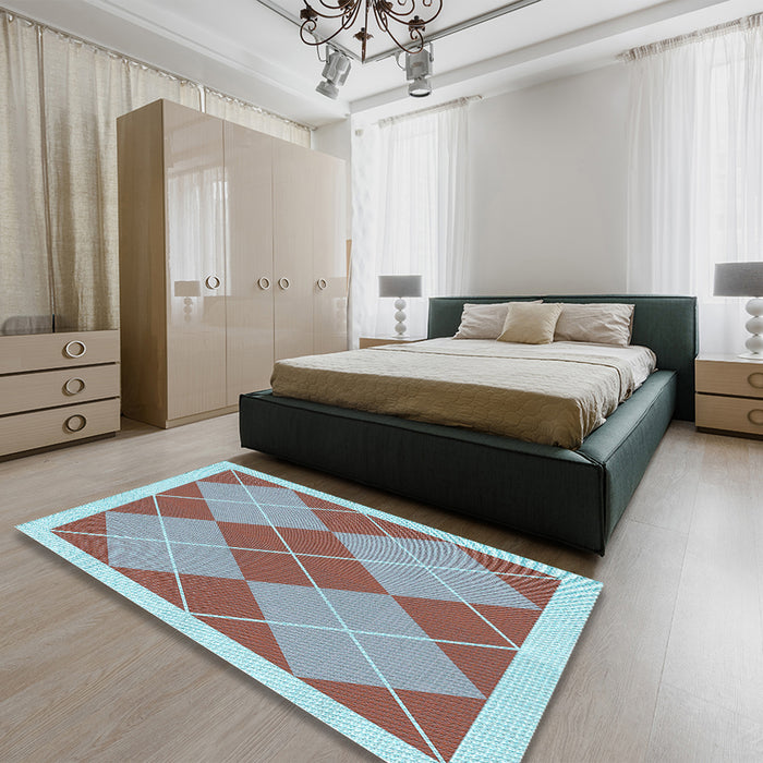 Patterned Rust Pink Rug in a Bedroom, pat243lblu