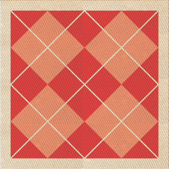 Round Patterned Neon Red Rug, pat243org