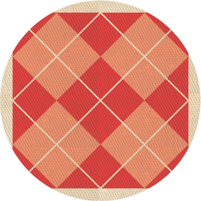 Square Patterned Neon Red Rug, pat243org