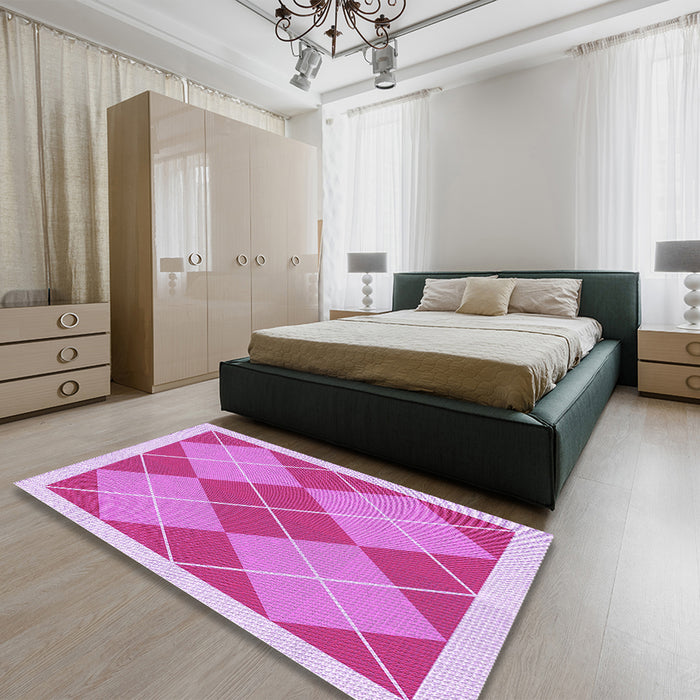 Patterned Violet Purple Rug in a Bedroom, pat243pur