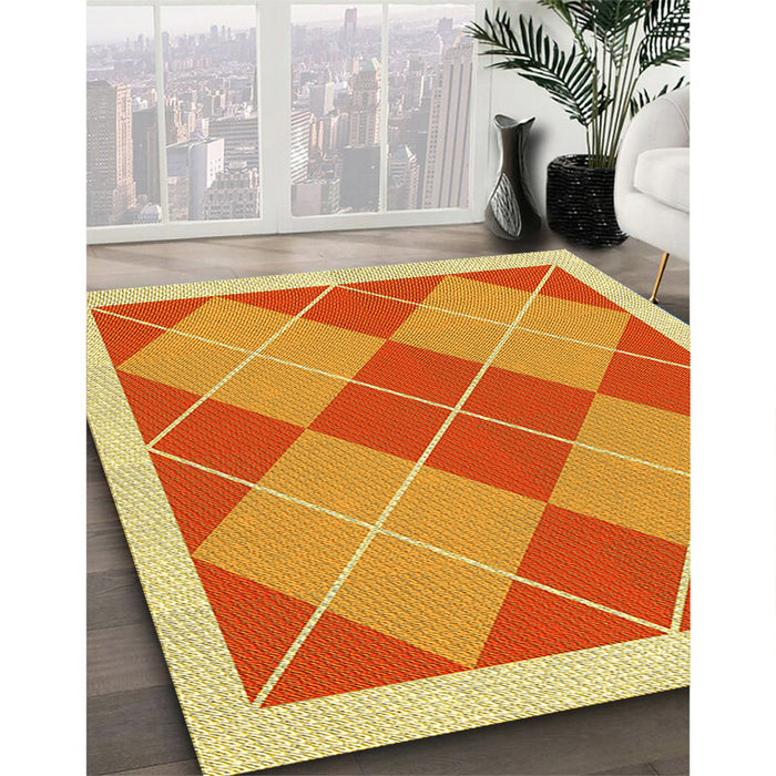Machine Washable Transitional Saffron Yellow Rug in a Family Room, wshpat243yw