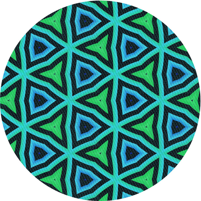 Square Patterned Dark Turquoise Green Rug, pat2430lblu