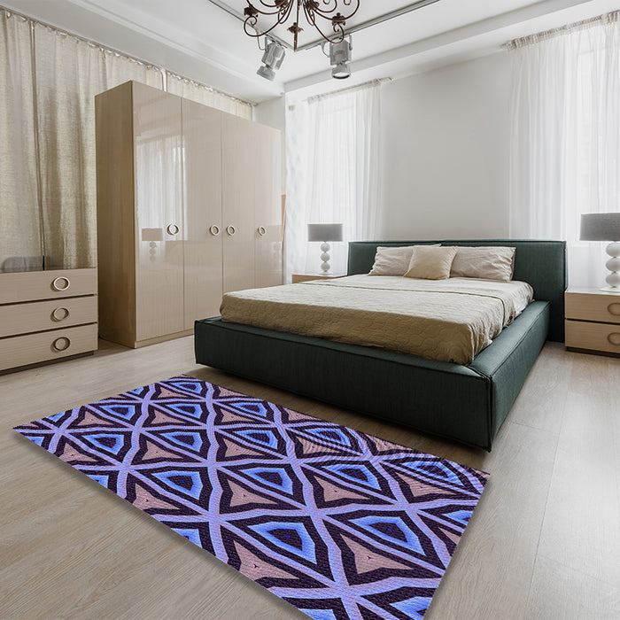 Patterned Dark Purple Rug in a Bedroom, pat2430pur