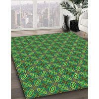 Patterned Army Green Rug, pat2431grn