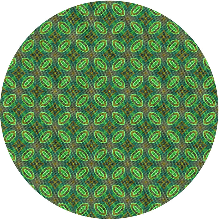 Square Patterned Army Green Rug, pat2431grn