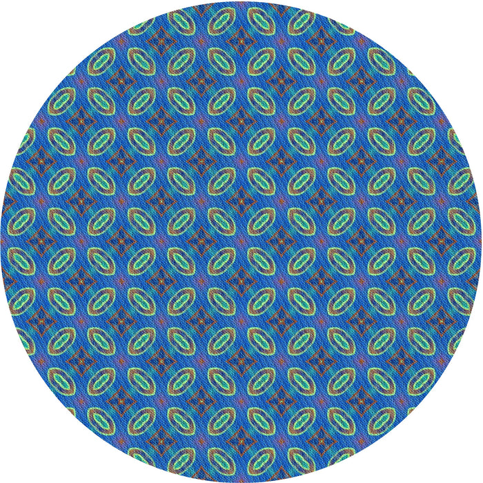 Square Patterned Sapphire Blue Rug, pat2431lblu