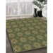 Machine Washable Transitional Army Green Rug in a Family Room, wshpat2433brn