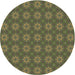 Square Patterned Army Green Rug, pat2433brn