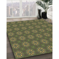 Patterned Army Green Rug, pat2433brn