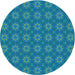 Square Machine Washable Transitional Dark Turquoise Green Rug in a Living Room, wshpat2433lblu