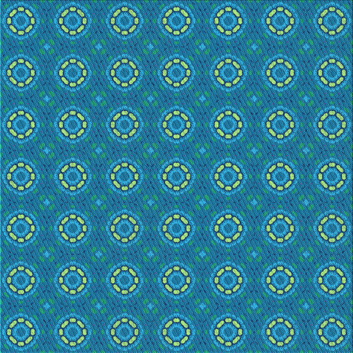 Round Patterned Dark Turquoise Green Rug, pat2433lblu