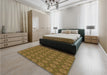 Patterned Dark Bronze Brown Rug in a Bedroom, pat2433org