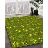 Patterned Pistachio Green Rug, pat2433yw