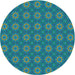 Square Machine Washable Transitional Teal Green Rug, wshpat2433