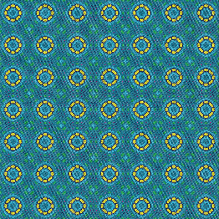 Square Patterned Teal Green Novelty Rug, pat2433