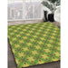 Patterned Pistachio Green Rug in Family Room, pat2435brn