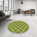 Round Patterned Pistachio Green Rug in a Office, pat2435brn