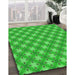 Machine Washable Transitional Neon Green Rug in a Family Room, wshpat2435grn