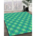 Patterned Spring Green Rug in Family Room, pat2435lblu