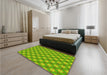 Patterned Green Rug in a Bedroom, pat2435yw