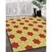 Patterned Red Rug in Family Room, pat2436brn