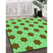 Patterned Neon Green Rug in Family Room, pat2436grn