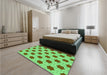 Patterned Neon Green Rug in a Bedroom, pat2436grn