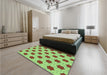 Patterned Yellow Green Rug in a Bedroom, pat2436lblu
