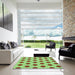 Machine Washable Transitional Yellow Green Rug in a Kitchen, wshpat2436lblu