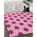 Patterned Pink Rug in Family Room, pat2436pur