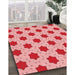 Patterned Pastel Pink Rug in Family Room, pat2436rd