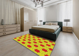Patterned Mahogany Brown Novelty Rug in a Bedroom, pat2436