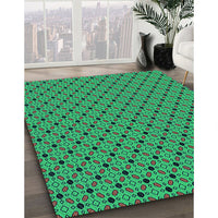 Patterned Medium Forest Green Rug, pat2437lblu