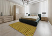 Patterned Yellow Rug in a Bedroom, pat2437org