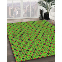 Patterned Bright Green Novelty Rug, pat2437