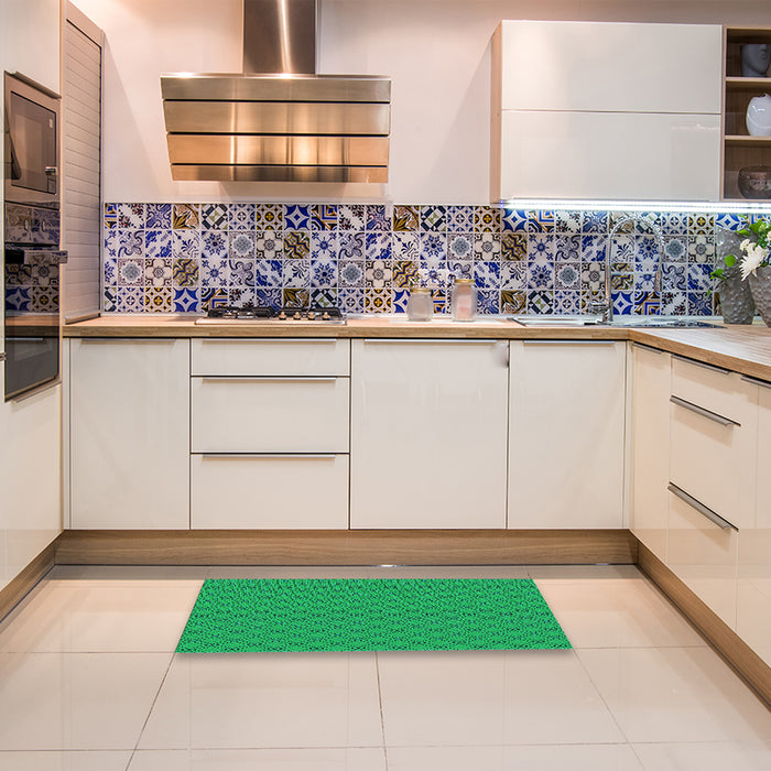 Patterned Neon Green Rug in a Kitchen, pat2438lblu