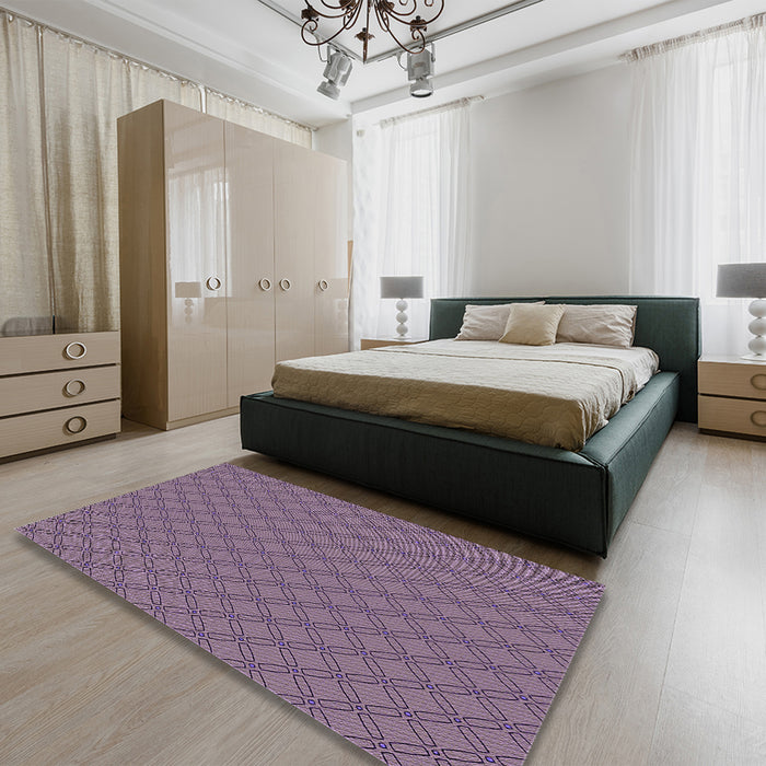 Round Machine Washable Transitional Viola Purple Rug in a Office, wshpat2438pur
