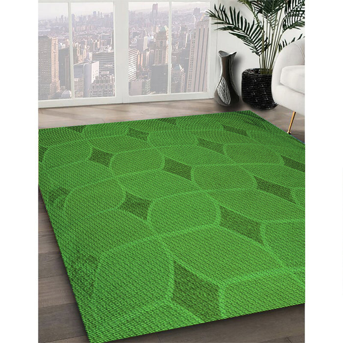 Patterned Green Rug in Family Room, pat244grn