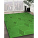 Patterned Green Rug in Family Room, pat244grn