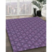 Patterned Purple Rug in Family Room, pat2440blu