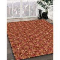 Patterned Neon Orange Rug, pat2440brn