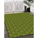 Patterned Antique Bronze Green Rug in Family Room, pat2440grn