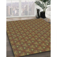 Patterned Copper Brown Rug, pat2440lblu